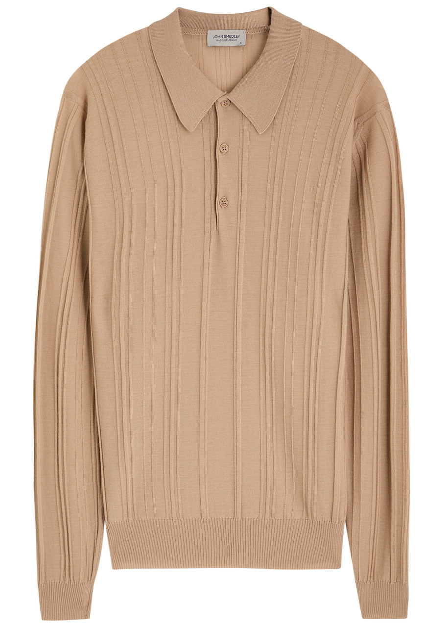 John Smedley Flinn Ribbed Wool Polo Shirt