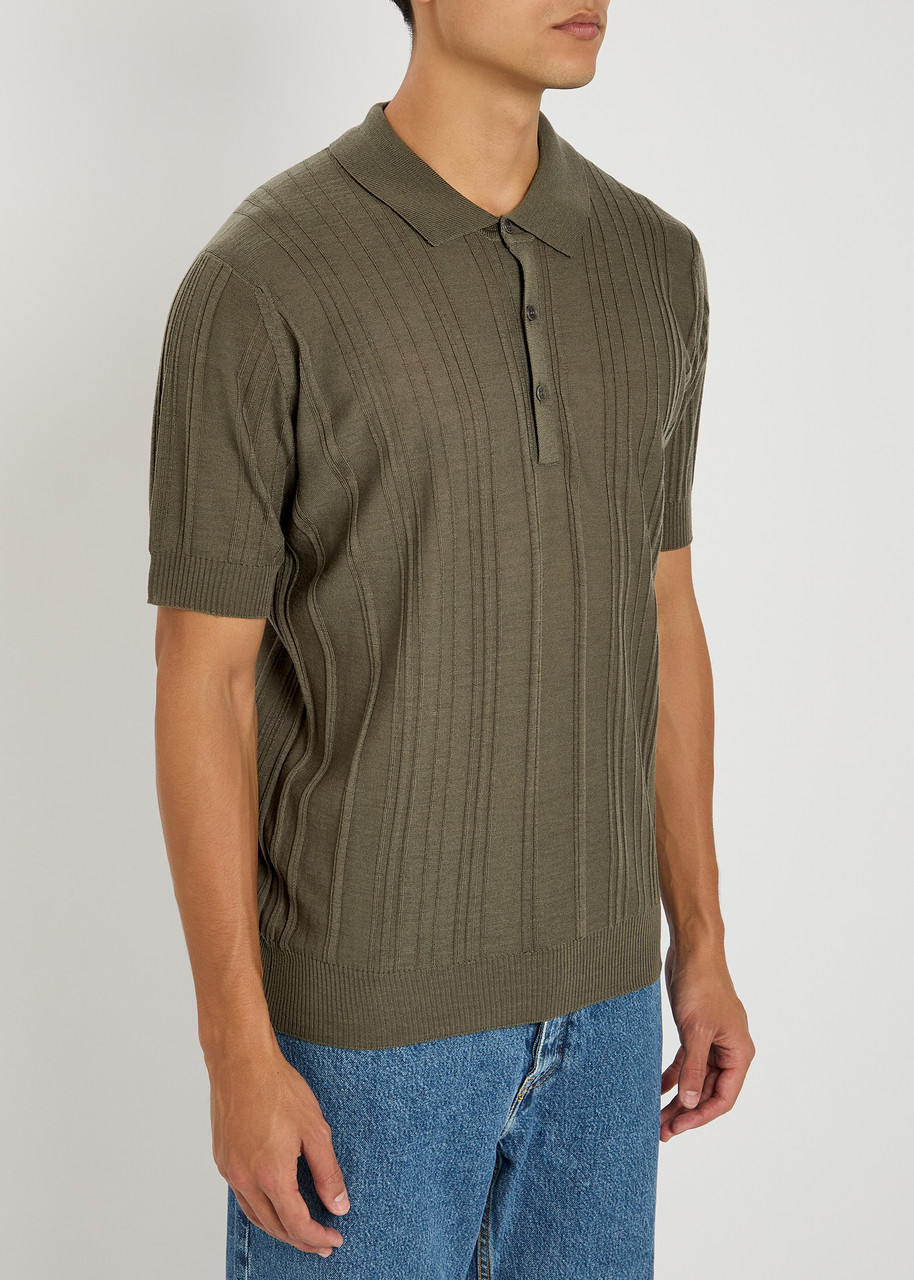 John Smedley Jaxen Ribbed Wool Polo Shirt
