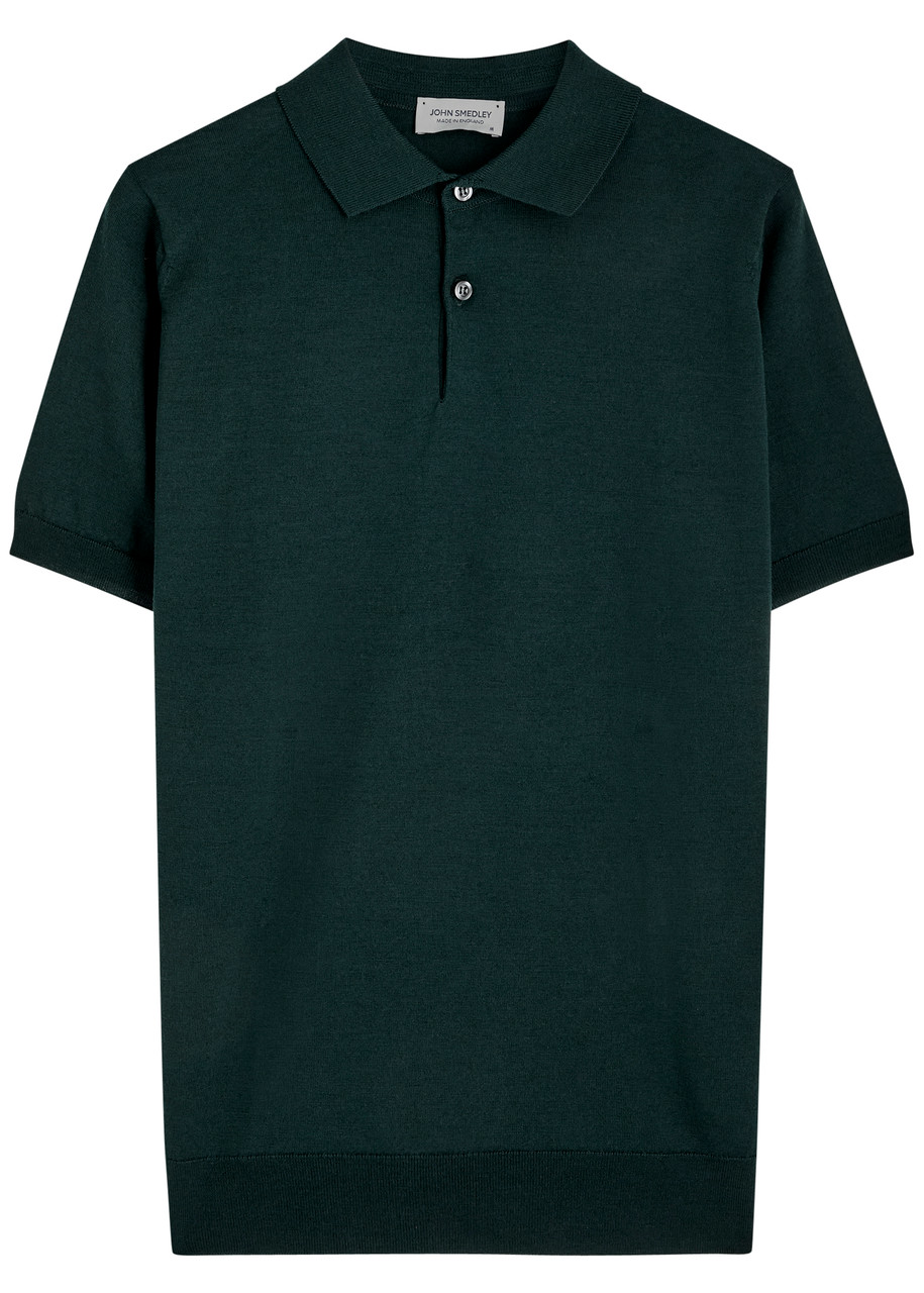 John Smedley Payton Wool Polo Shirt In Black