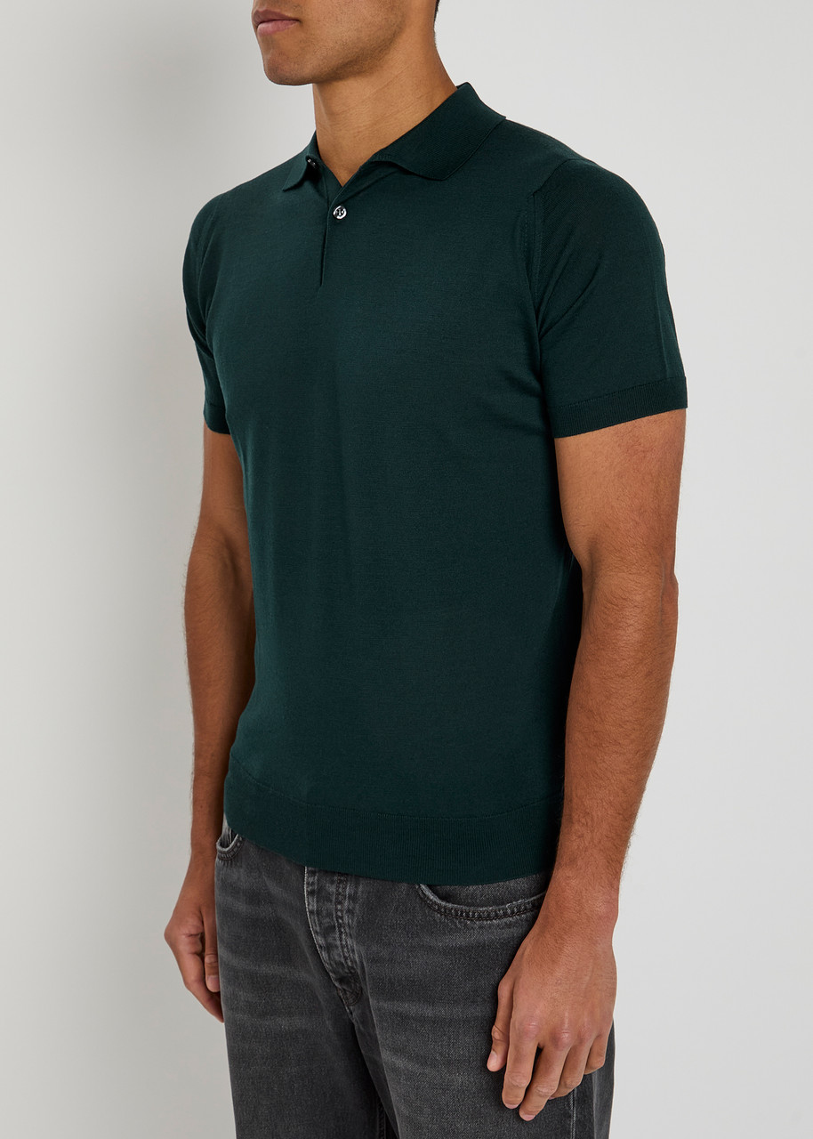 John Smedley Payton Wool Polo Shirt In Black
