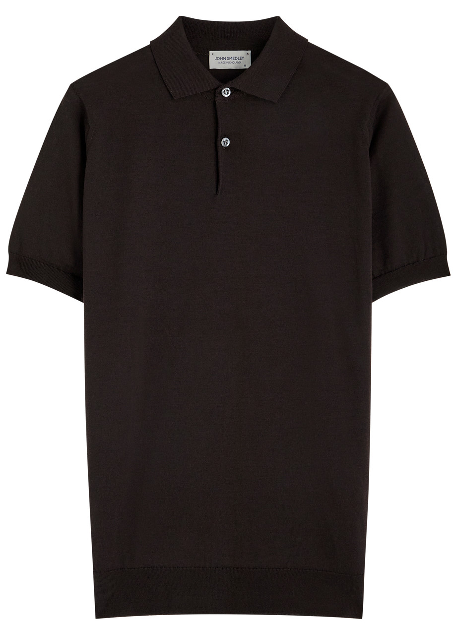 John Smedley Payton Wool Polo Shirt In Black