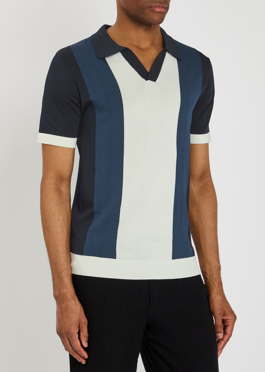 Raith Campi Colour Block Fine-knit Polo Shirt