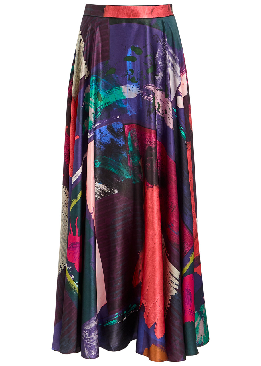 Roksanda Ameera Printed Silk-satin Midi Skirt - Multi Print