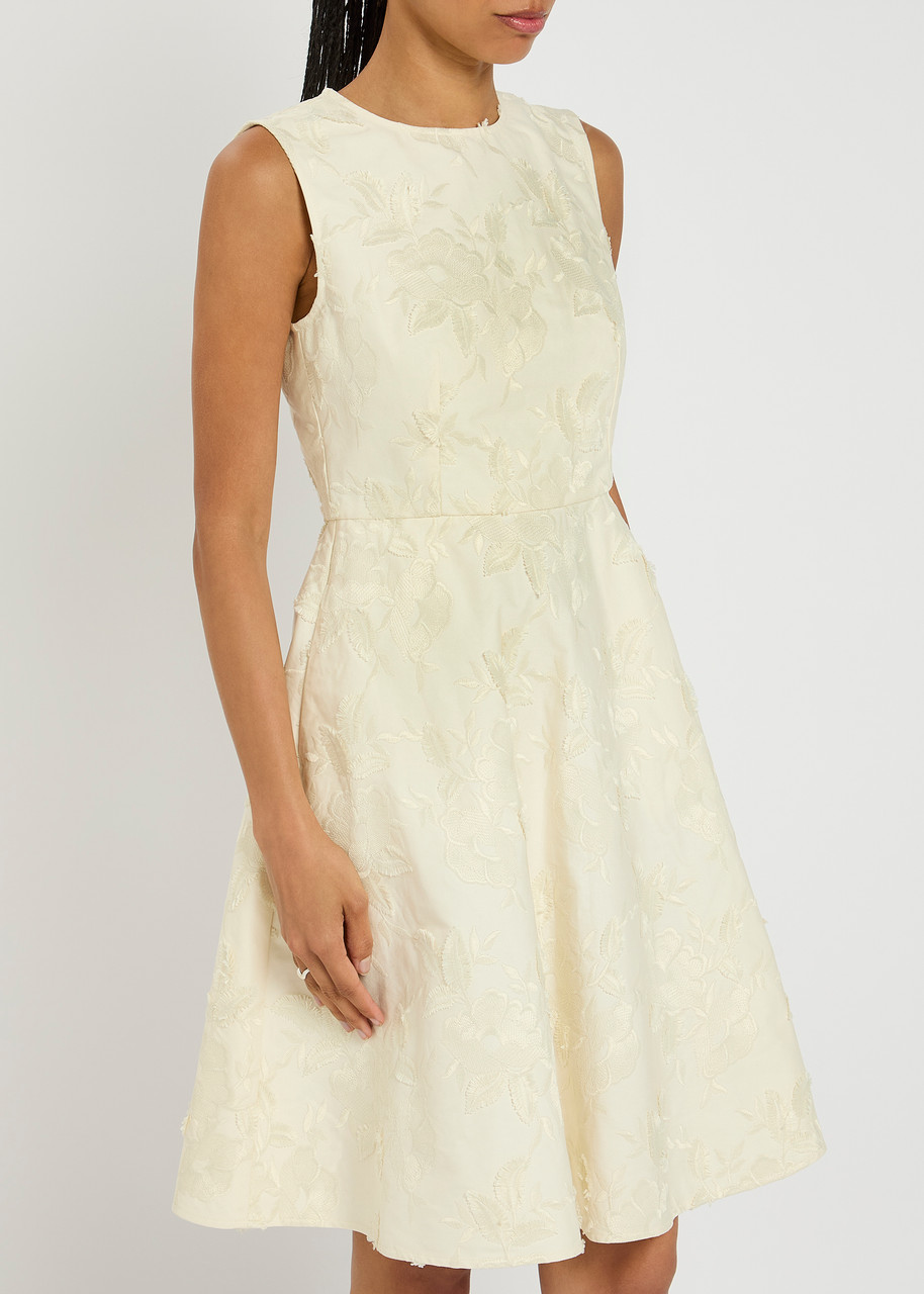 Moncler Floral-jacquard Cotton-twill Mini Dress