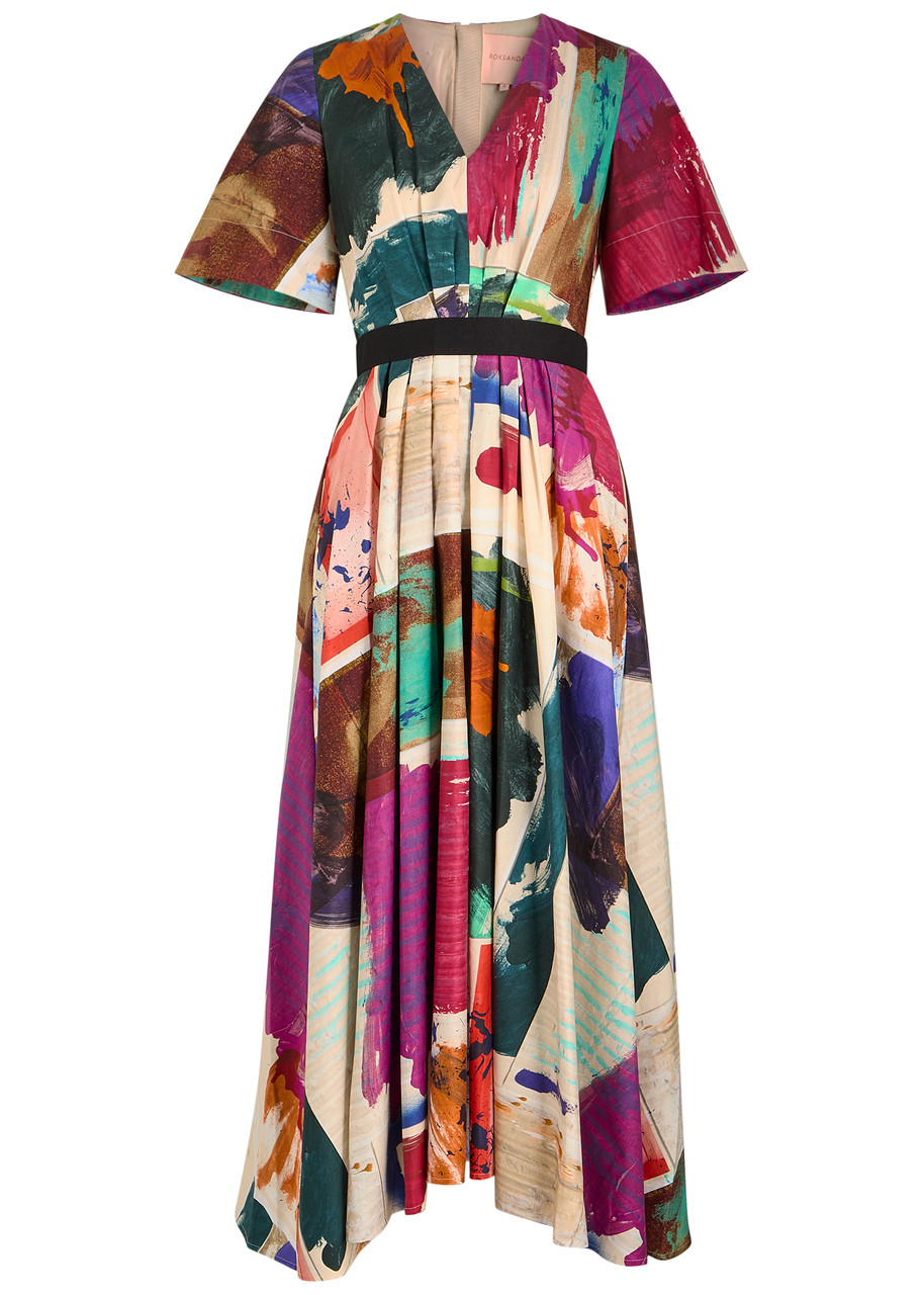 Roksanda Maite Printed Cotton Midi Dress - Pink