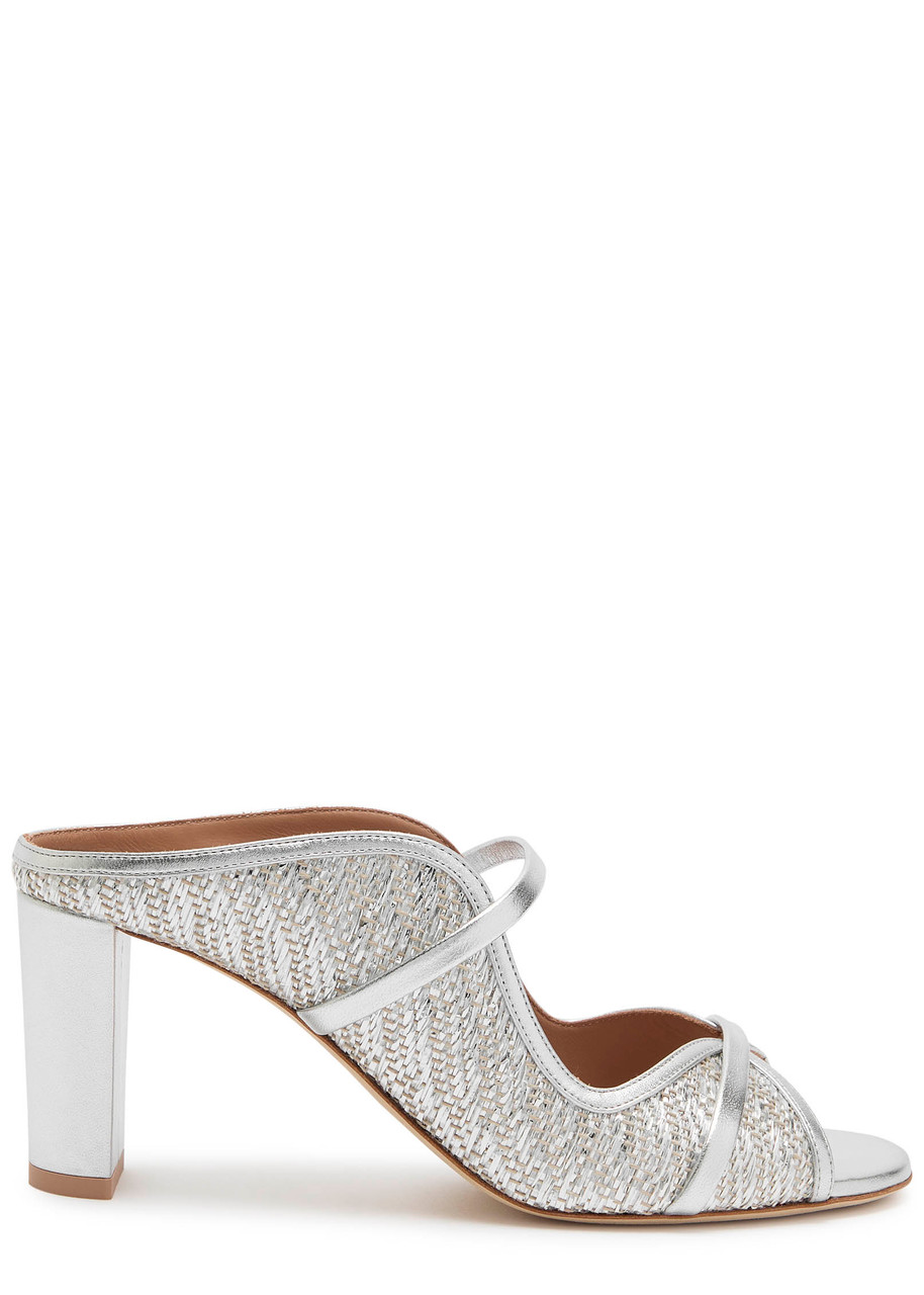Malone Souliers Norah 70 Metallic Raffia Sandals - Silver - 39 (IT39 / UK6)