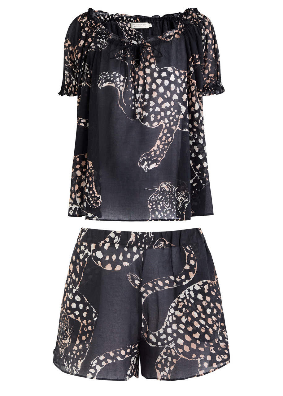 Desmond & Dempsey Jag Printed Cotton-voile Pyjama set - Navy - L (UK14 / L)