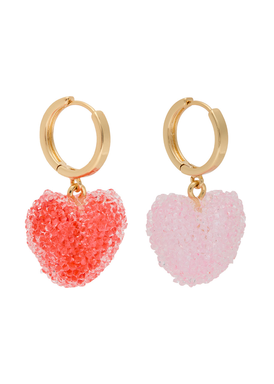 Crystal Haze Jelly Heart 18kt Gold-plated Hoop Earrings