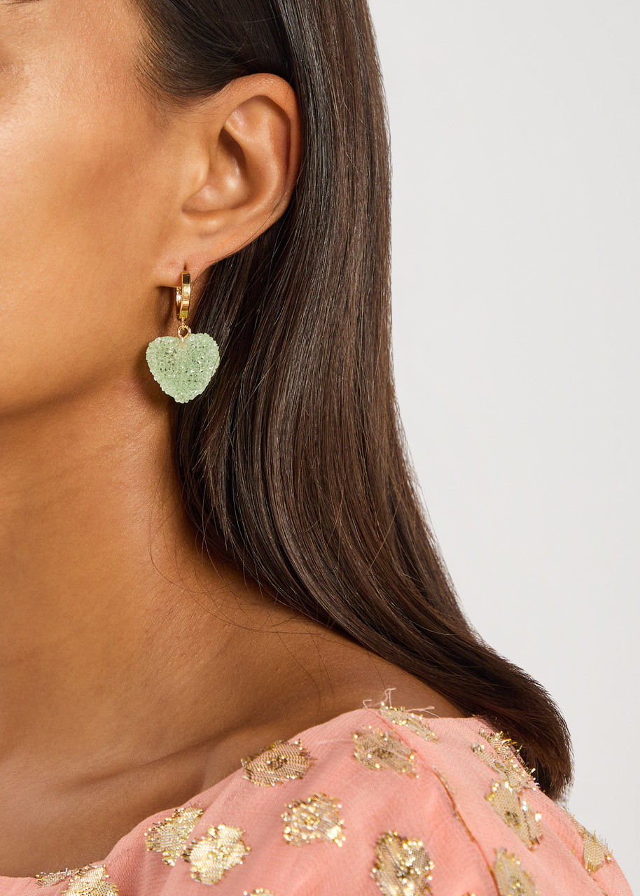 Crystal Haze Jelly Heart 18kt Gold-plated Hoop Earrings