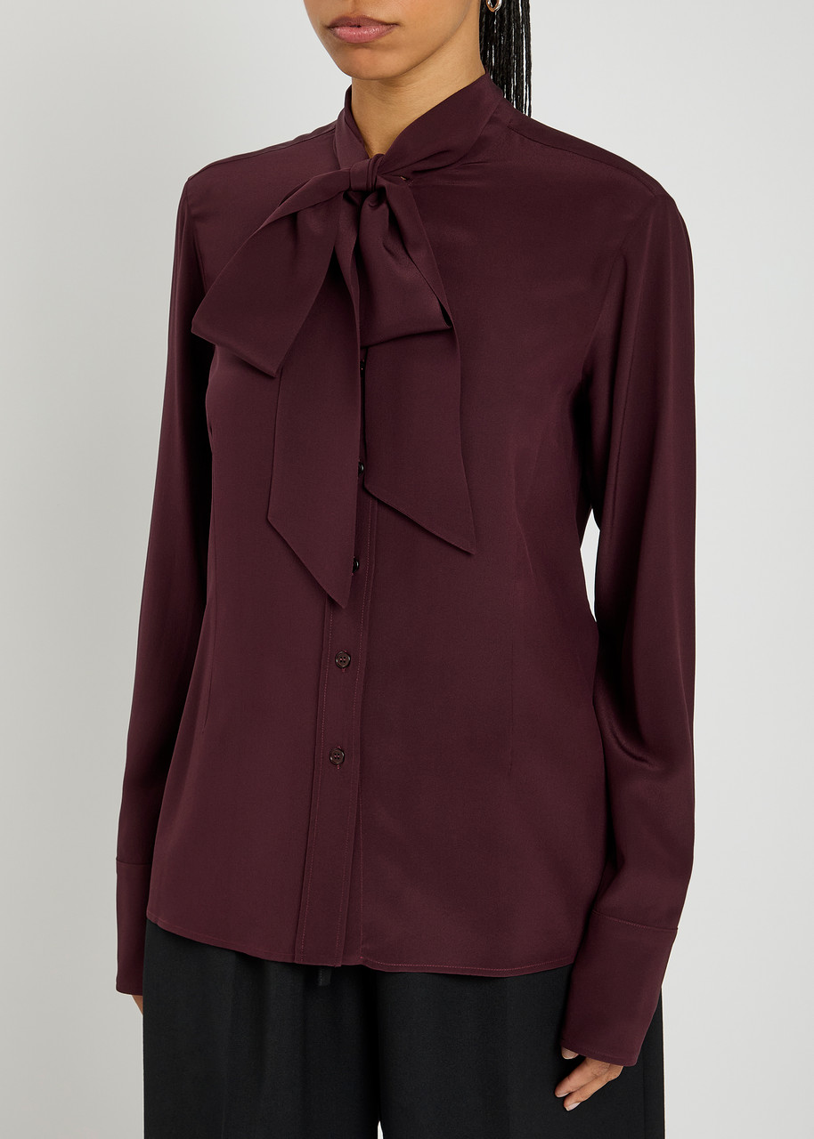 Stella Mccartney Tie Silk-chiffon Shirt In Burgundy