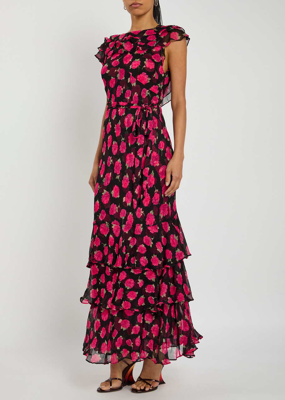 Rixo London Knee Length Vintage Rose Dress With Floral Print