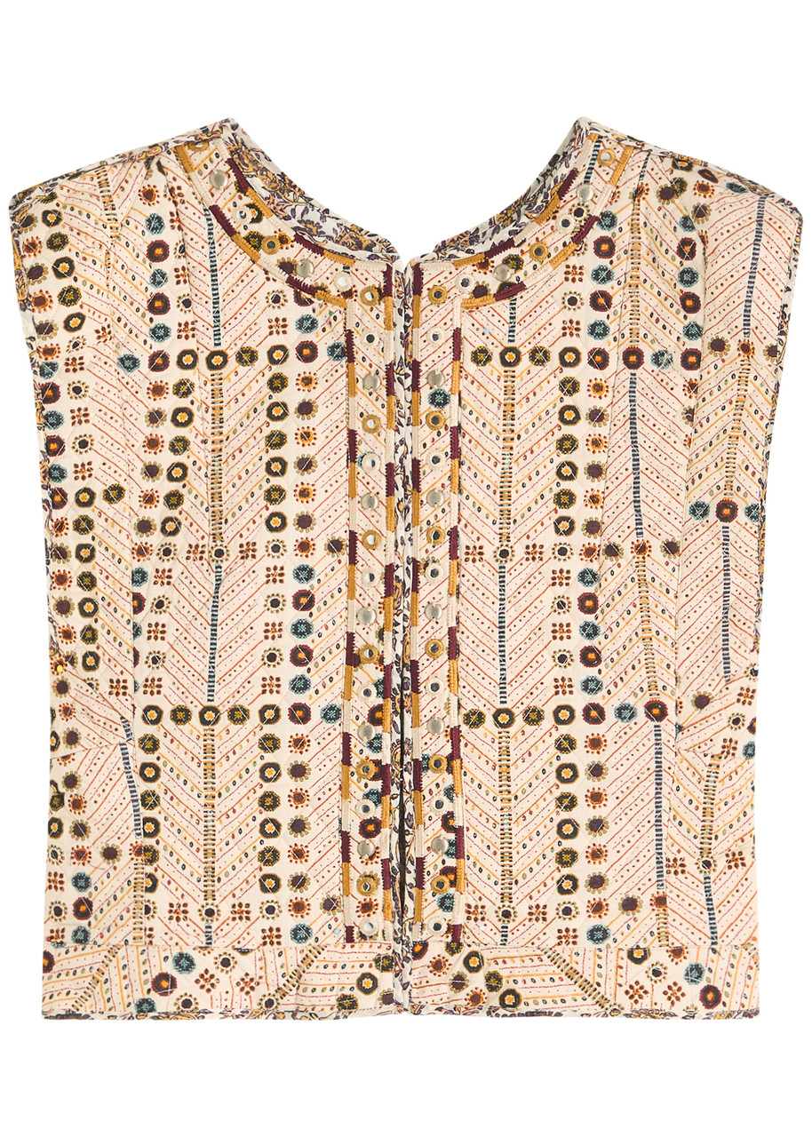 Isabel Marant Étoile Printed Buttoned Fitted Sleeveless Top