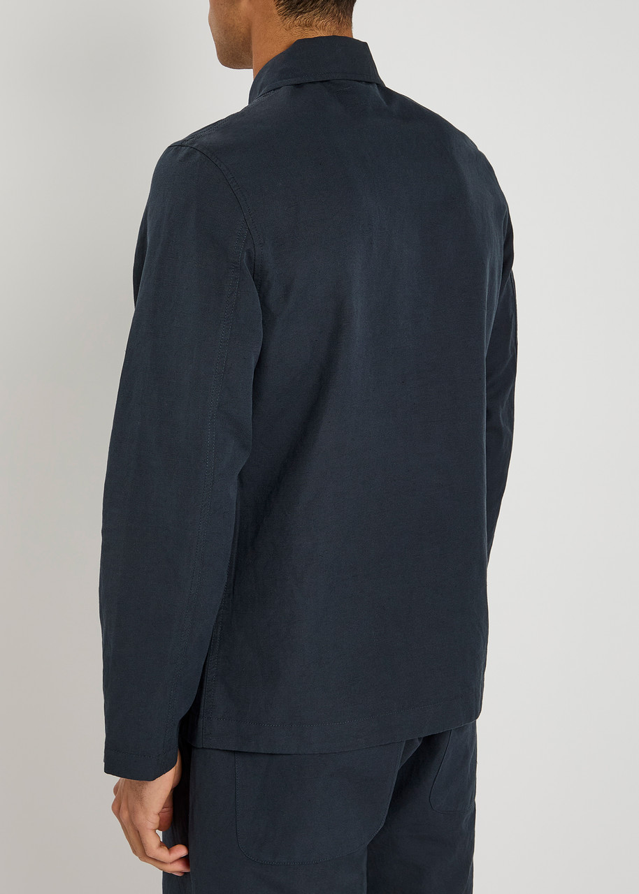  Universal Works Bakers Linen-blend Overshirt Jacket - Navy - Xxl 