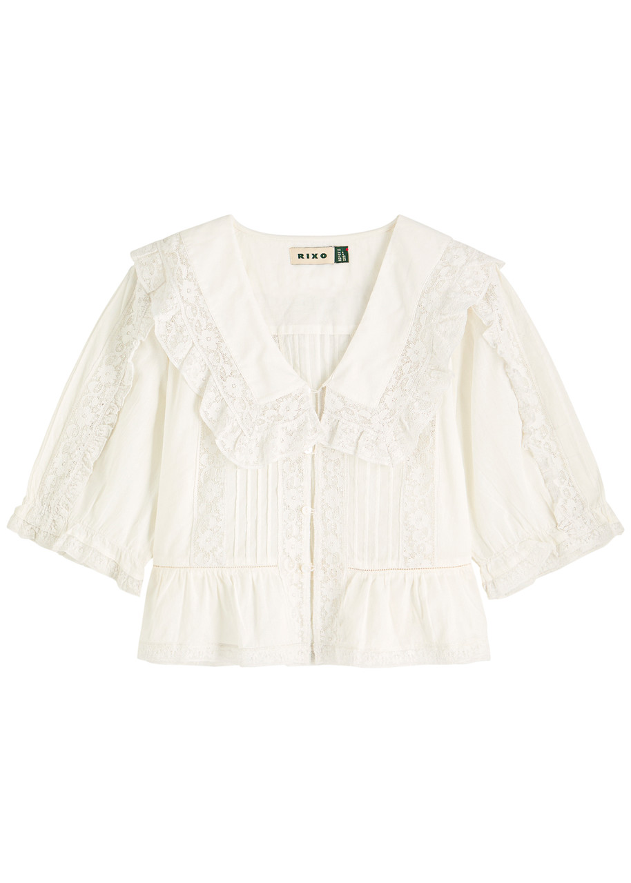 Rixo Ellery Lace-panelled Cotton Blouse - White - 18 (UK18 / Xxl)