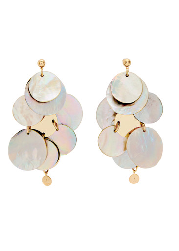 RABANNE: Shell Disc pearl drop earrings