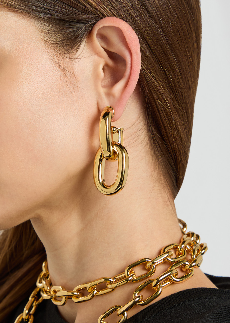 Rabanne Link Hoop Earrings In Gold