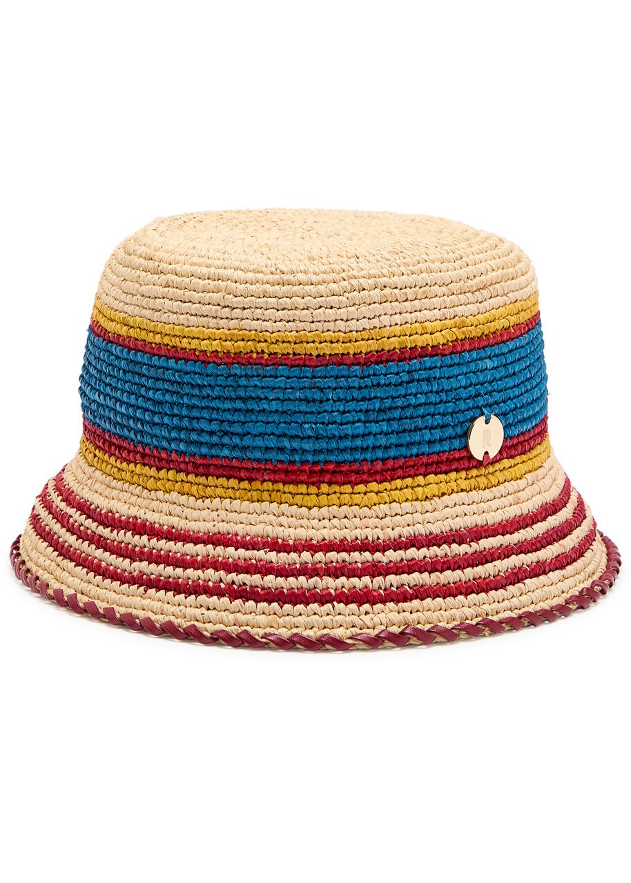 Rabanne Striped Raffia Bucket Hat
