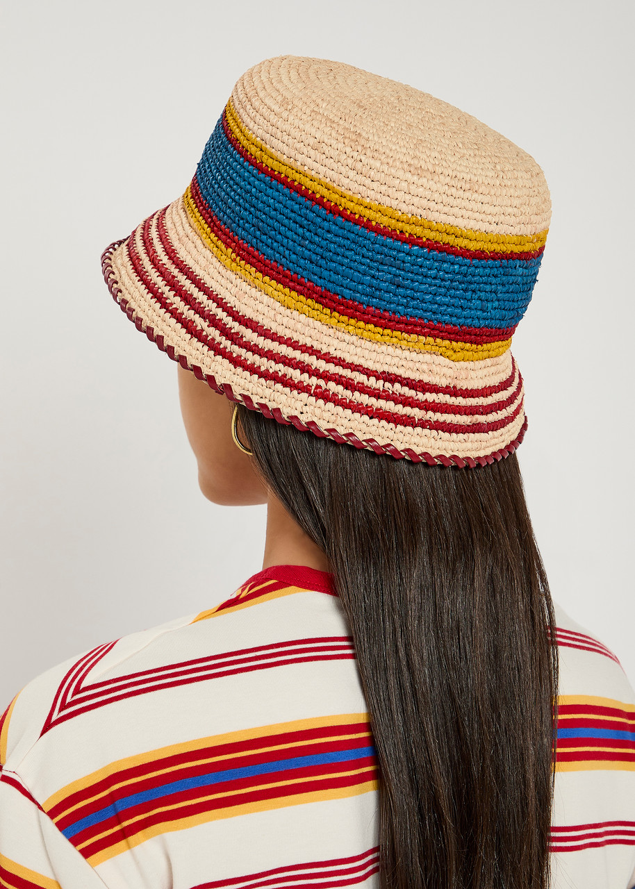 Rabanne Striped Raffia Bucket Hat