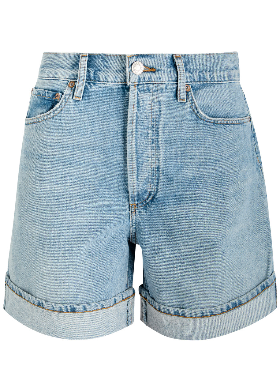 Agolde Dame Denim Shorts In Animal Print