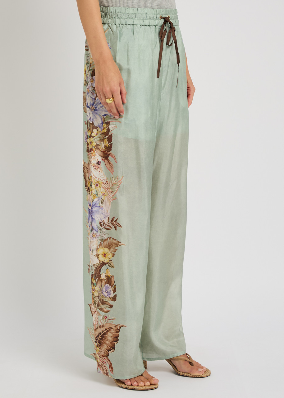 Zimmermann Sage Multi Floral Silk Habotai Coco Trousers