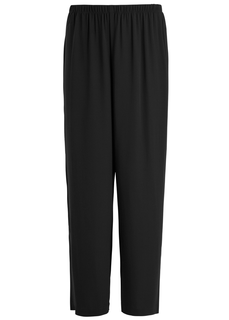 Eileen Fisher Straight-leg Silk-crepe Trousers - Black - M (UK 14-16 / L)