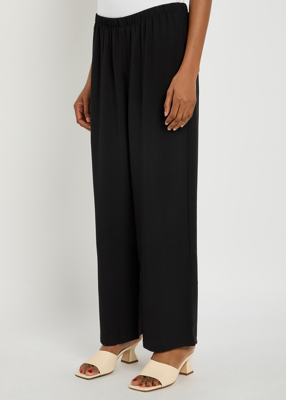 Eileen Fisher Silk Georgette Crepe Lantern Pant In Black