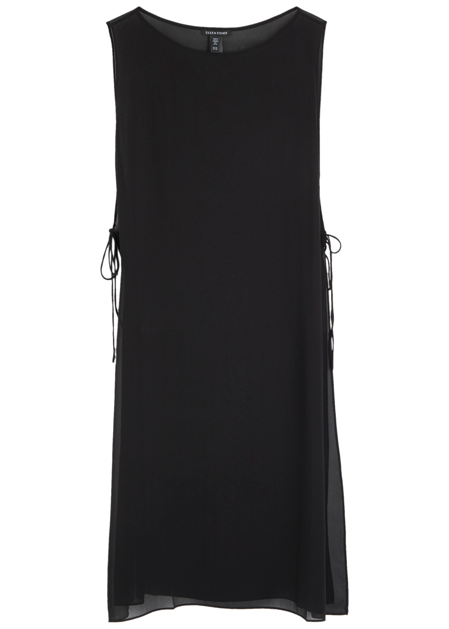 Eileen Fisher Sheer Silk-chiffon Poncho - Black - L/XL (UK20/XL)