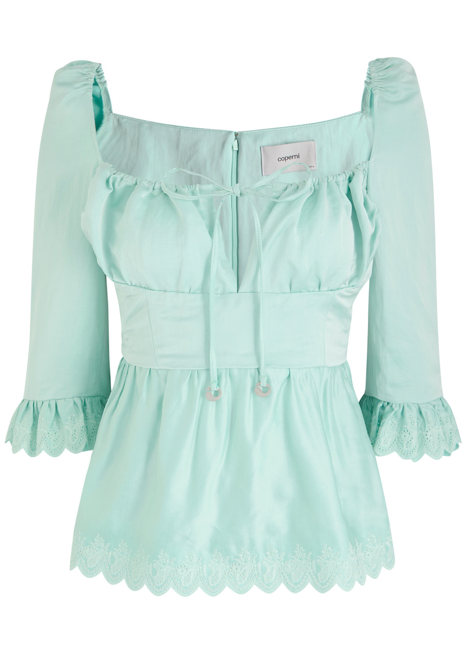 Coperni Princess Broderie-anglaise Satin Top