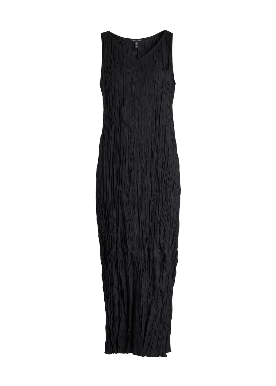 Eileen Fisher Pleated Sleeveless Silk Shirtdress