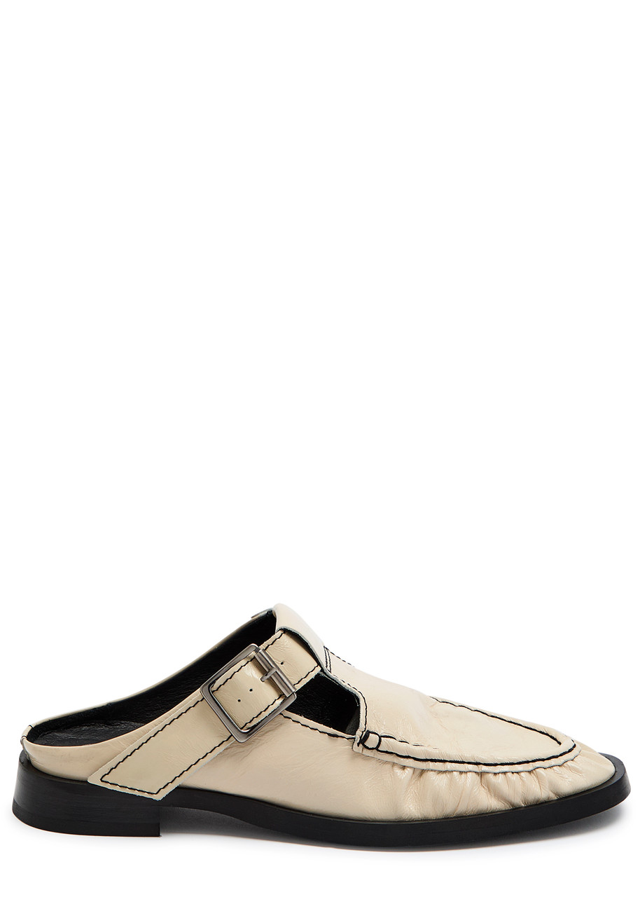 Shop Miista Gianna Glossed Leather Mules