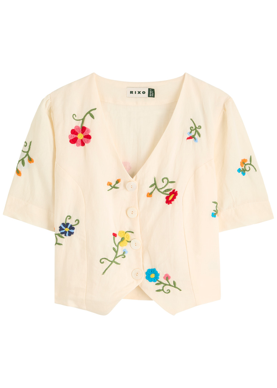 Rixo Immie Floral-embroidered Woven top - White - 6 (UK6 / XS)