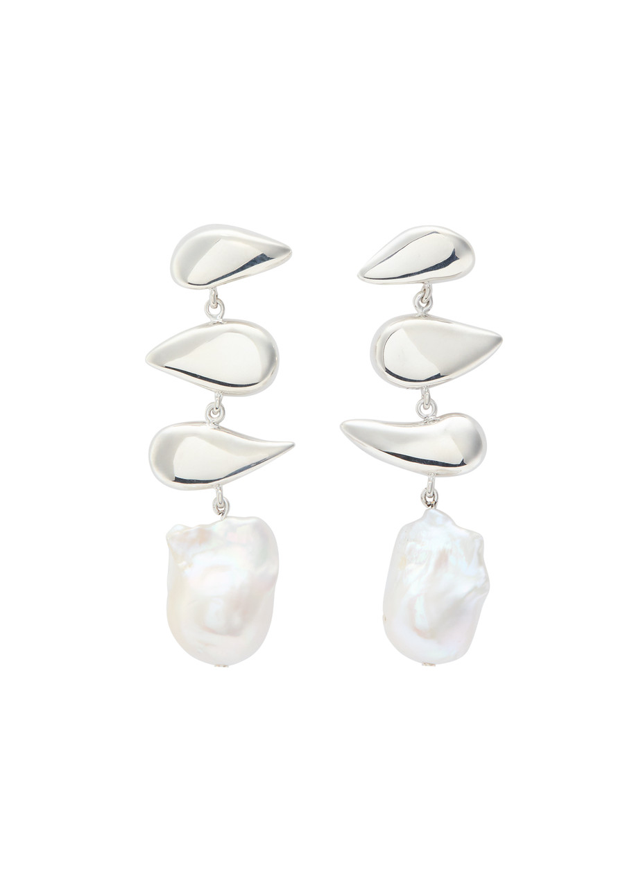 Agmes Flora Pearl-embellished Sterling Silver Drop Earrings