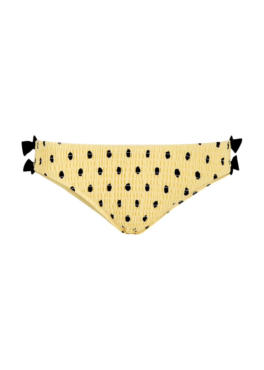 Damson Madder Spot-print Shirred Bikini Briefs In Yellow