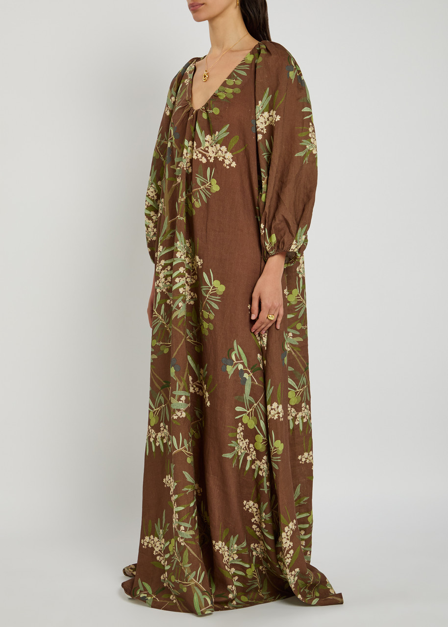 Bernadette Georgio Printed Linen Maxi Dress