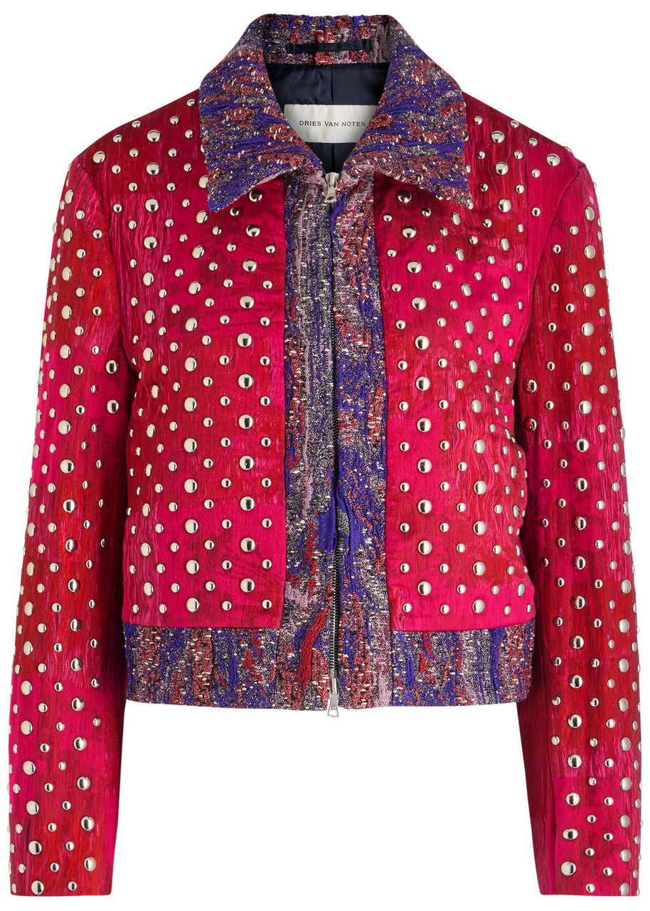 Dries Van Noten Vurano HF1544 Stud-embellished Woven Jacket - Fuchsia - 38 (UK10 / S)