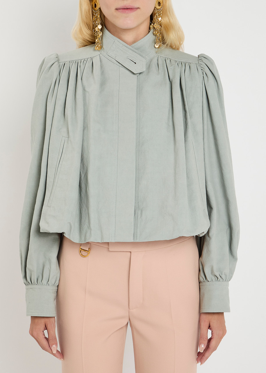Chloé Chloe Pleated Canvas Crop Jacket