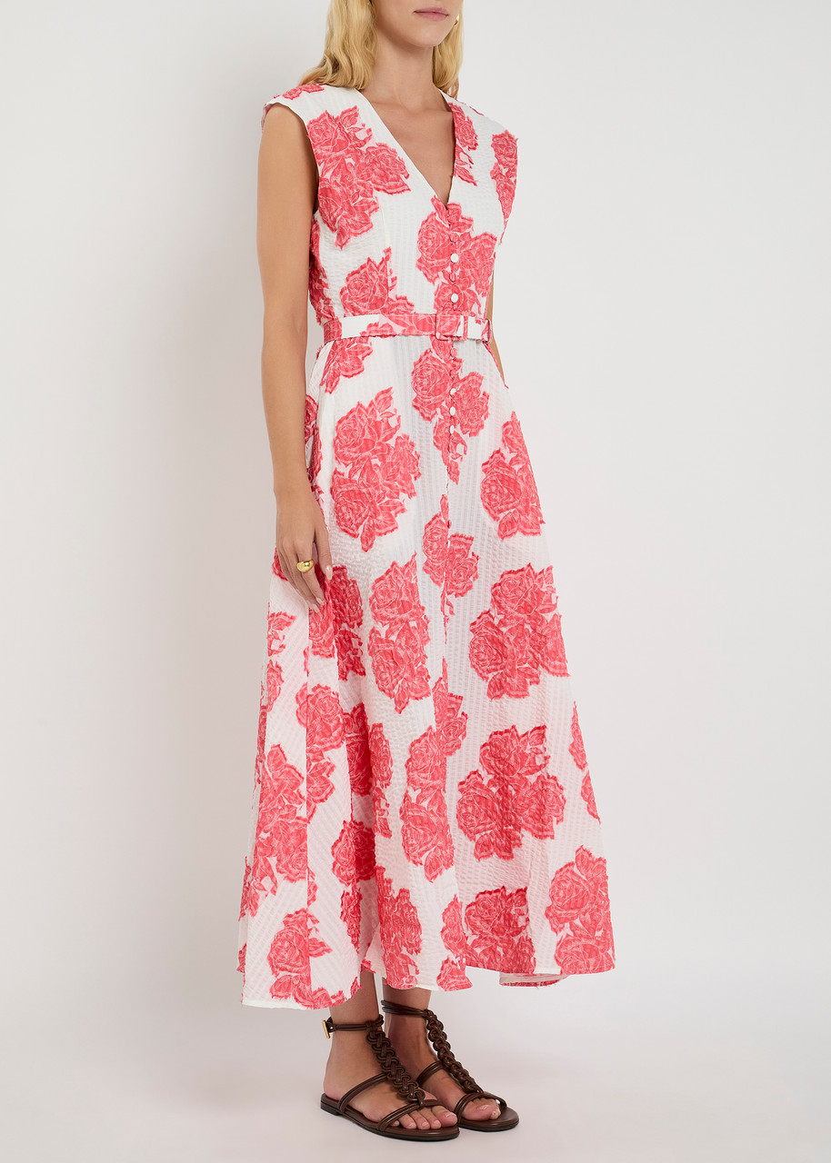Evi Grintela Caroline Floral-printed Seersucker Midi Dress