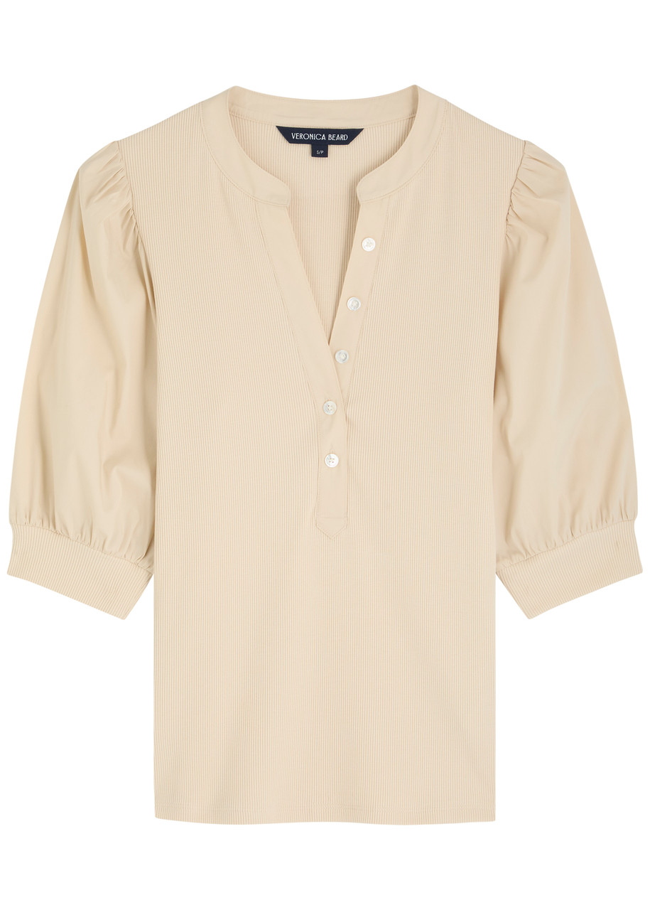 Veronica Beard Coralee Puff Sleeve Button-front Top