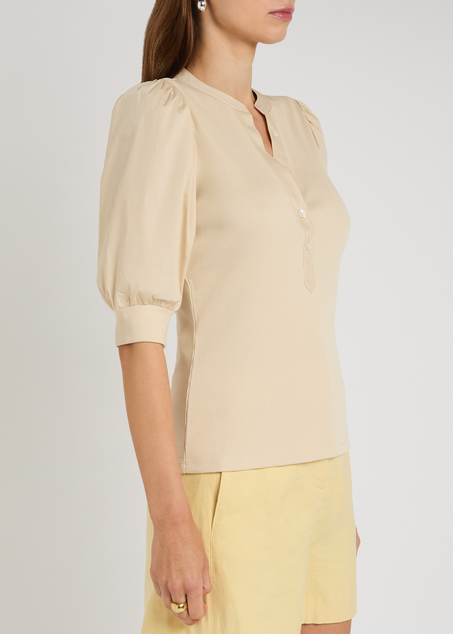 Veronica Beard Coralee Puff Sleeve Button-front Top