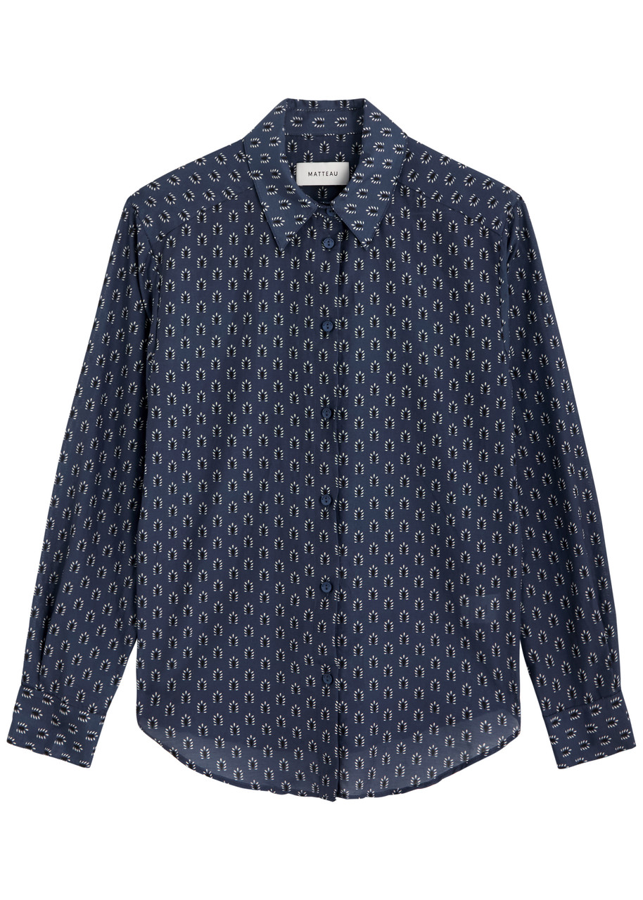 Matteau Classic Printed Cotton-blend Shirt In Blue