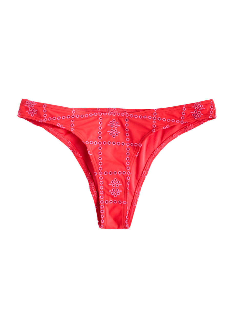 Damson Madder Embroidered Bikini Briefs - Red - 8 (UK8 / S)