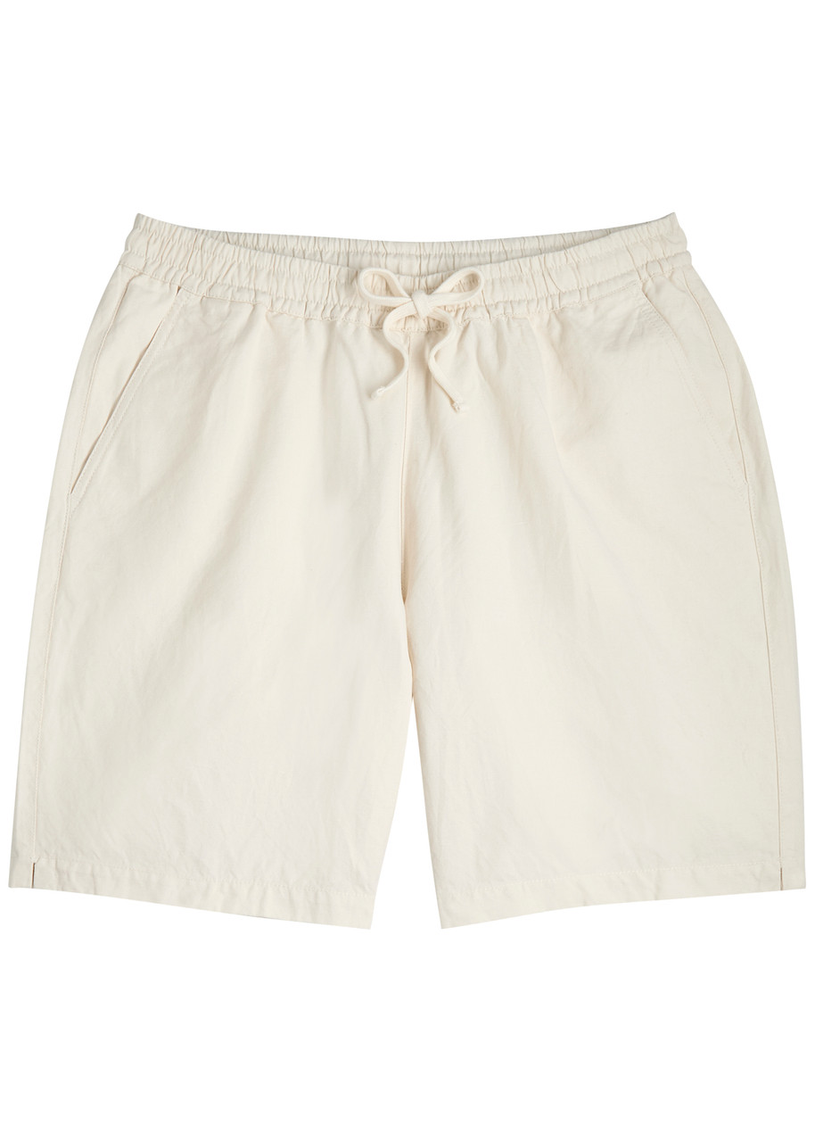 Universal Works Simple Linen-blend Shorts In White