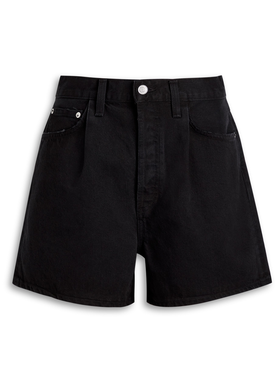 Agolde Rhoda Pleated A Line Shorts In Black