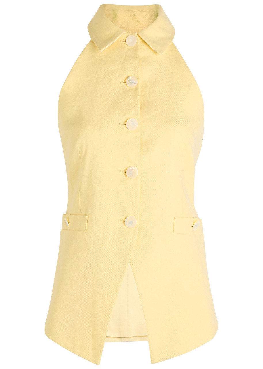 Veronica Beard Orlinda Linen-blend Top In Yellow