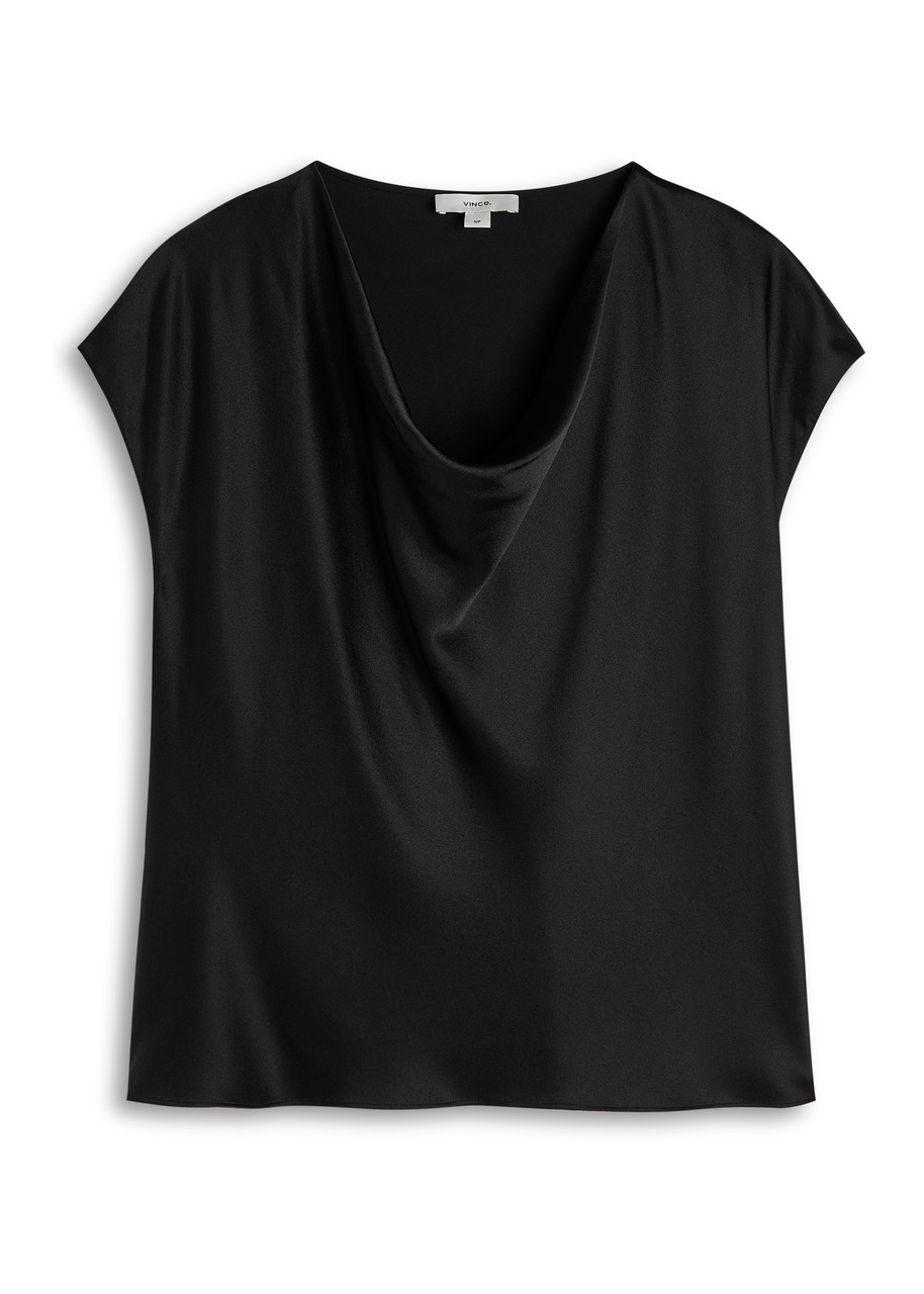 Vince Cowl-neck Silk Blouse - Black - M (UK12 / M)
