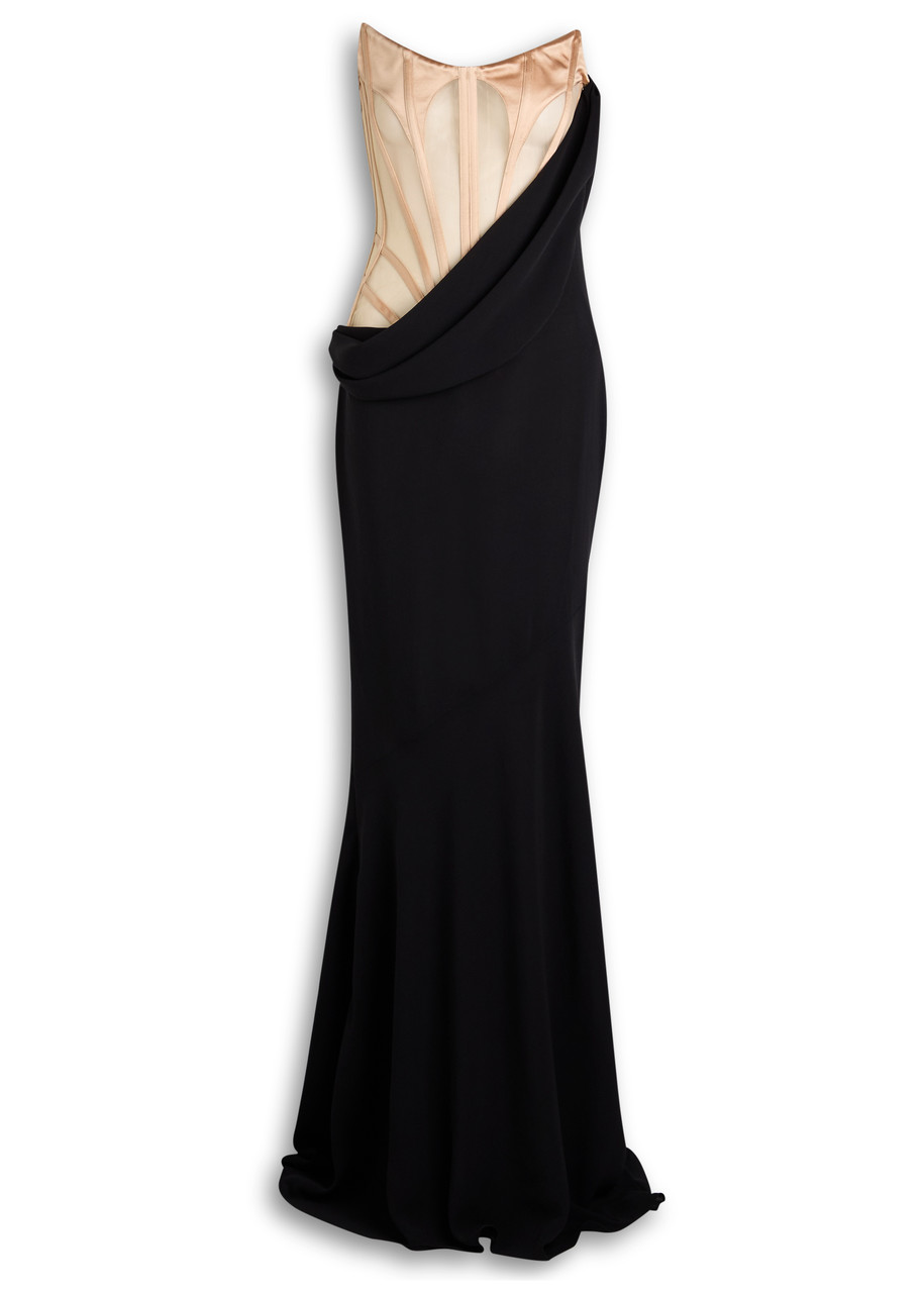 Mugler Corset Crepe Gown - Black - 36 (UK8 / S)