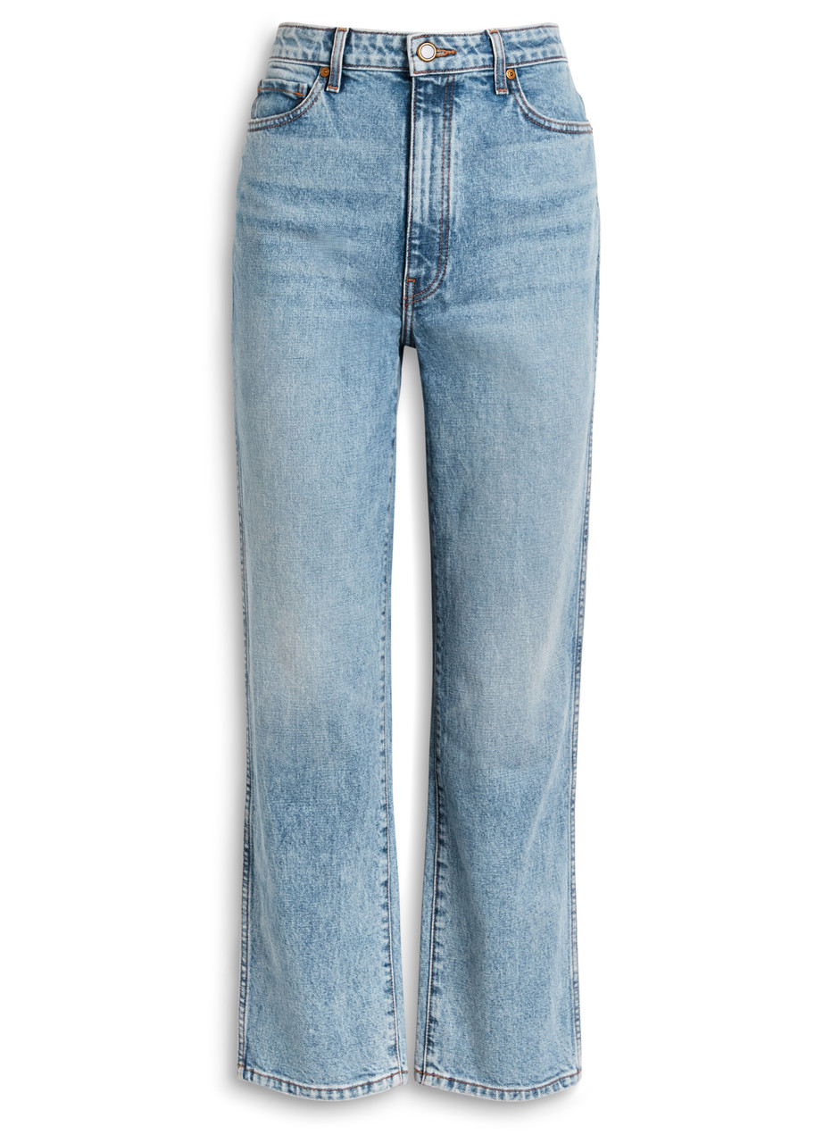 Khaite Martin Distressed Rigid High-rise Straight-leg Jeans In Blue