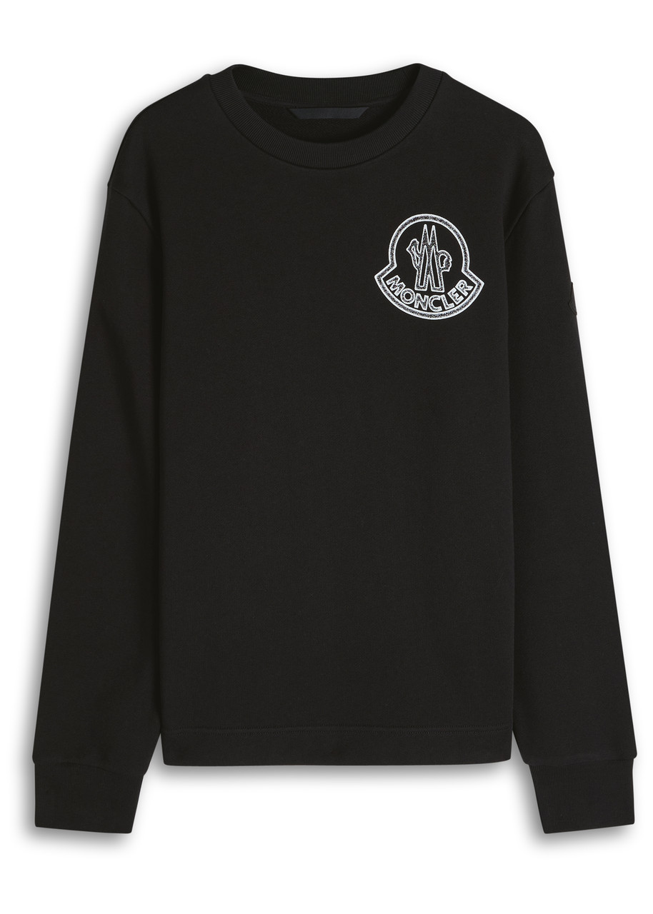 Moncler New Badge Logo-print Cotton Sweatshirt In Black