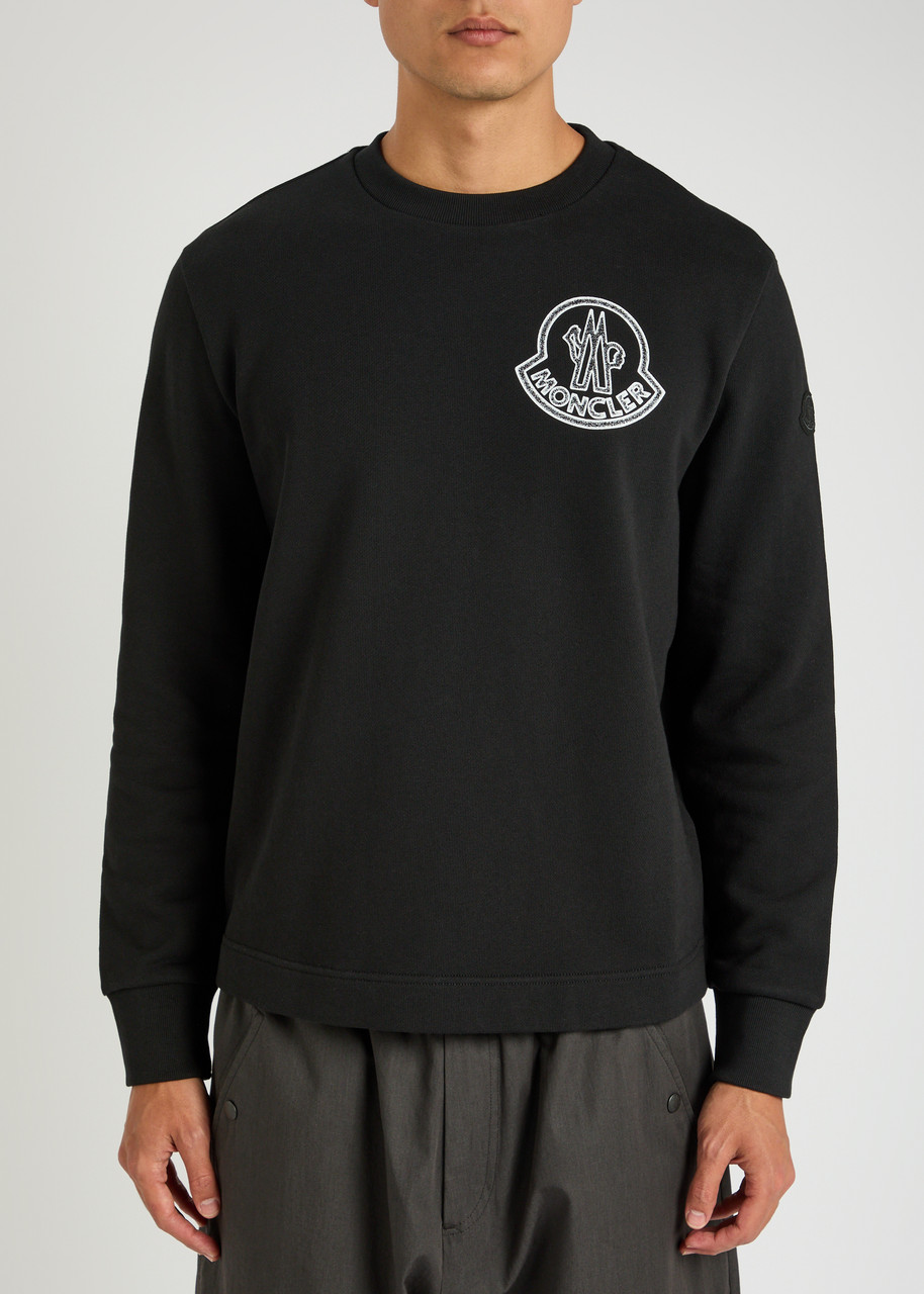 Moncler New Badge Logo-print Cotton Sweatshirt In Black