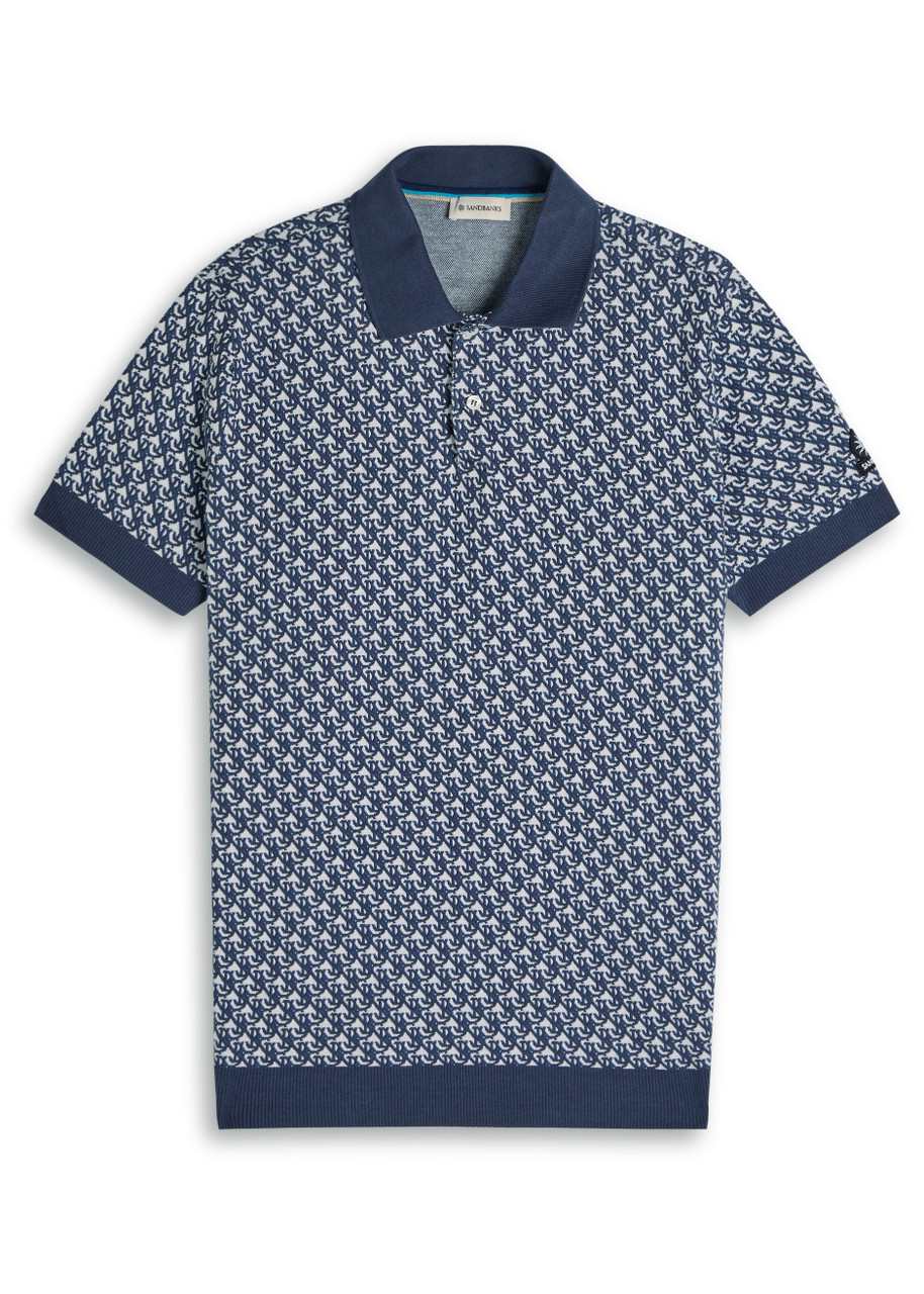 Sandbanks Monogram-intarsia Cotton-knit Polo Shirt - Navy - Xxl